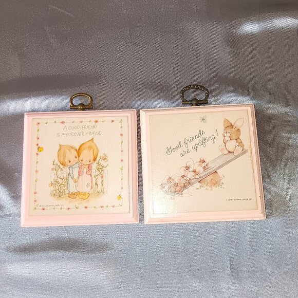 Betsey Clark VTG Hallmark Wooden Wall Plaques 1972 1979 Friendship Mice Bunny - Picture 1 of 6